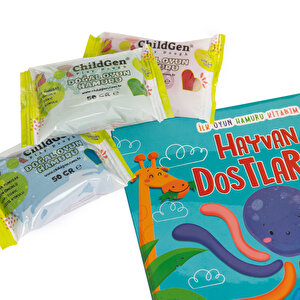 Hayvan Dostlarım Aktivite kitabı ve 3x50gr Hamur Hediyeli