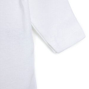 Unisex 5'li Uzun Kollu Body Ribana Kumaş Çıtçıtlı Zıbın Zarf Yaka Uzun Kollu Beyaz