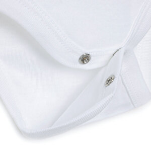 Unisex 5'li Uzun Kollu Body Ribana Kumaş Çıtçıtlı Zıbın Zarf Yaka Uzun Kollu Beyaz