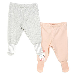 Basic Kız Bebek 2li Çoraplı Pijama Pantolon