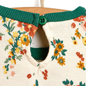 Basic Kız Bebek Çiçekli Fırfırlı Sweatshirt-Tayt Takım