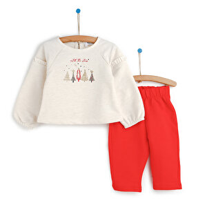 Basic Kız Bebek Fırfır detaylı Sweatshirt-Patiksiz Alt Takım Kız Bebek