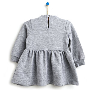 Basic Gri Melanj Fırfırlı Kız Bebek Elbise