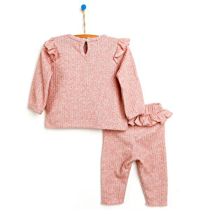 Basic Kız Bebek Omzu Fırfırlı Bluz-Tayt Kız Bebek