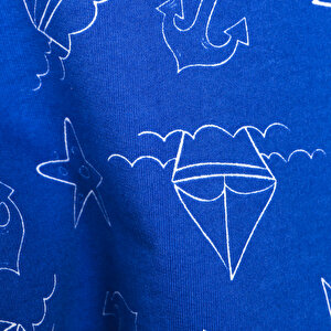 Basic Erkek Bebek Marine Desenli Salopet-Tshirt Takım Erkek Bebek