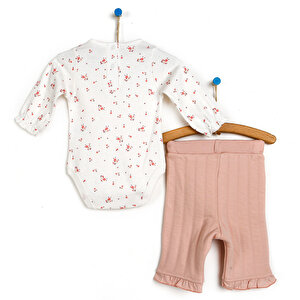 Yenidoğan Kız Bebek Kapitone Hırka-Patiksiz Alt-Body 3 Parça Set (3lü)