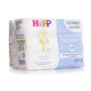Ultra Sensitive Yenidoğan Temizlik ve Bakım Mendilleri 3x52 Adet