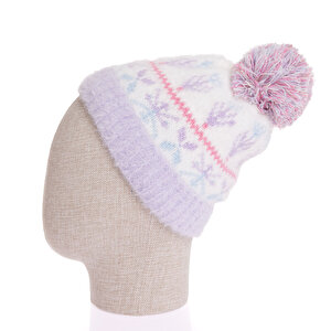 İçi Polarlı Desenli Triko Kız Bere Kız Bebek