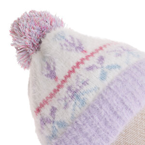 İçi Polarlı Desenli Triko Kız Bere Kız Bebek