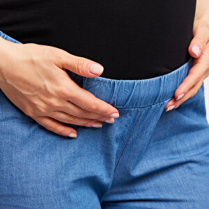 Anne Hamile İnce Denim Pantolon Mavi