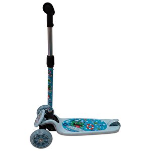 Isıklı Sevimli Stickerlı Scooter (Mavı)
