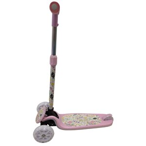 Isıklı Sevimli Stickerlı Scooter (Pembe)