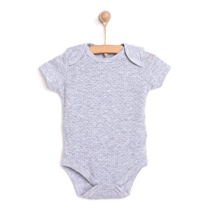 HelloBaby Jakarlı Kısa, Gri Melanj, 3 Ay