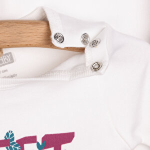 Kalp Baskılı Yenidoğan Kız Body-Patikli Alt-Şapka Kız Bebek