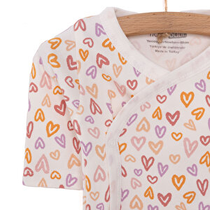 Kalp Baskılı Yenidoğan Zıbın Body-Patikli Alt Kız Bebek