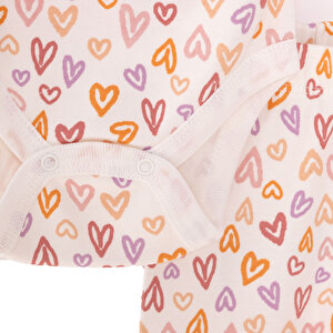 Kalp Baskılı Yenidoğan Zıbın Body-Patikli Alt Kız Bebek