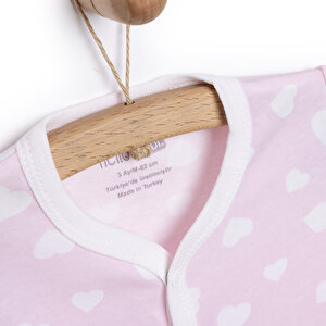 Kalp Desenli Yenidoğan Tulum-Şapka Kız Bebek