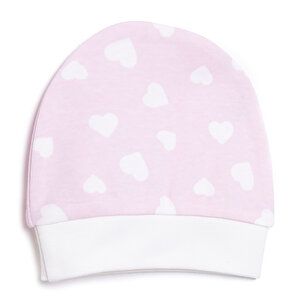 Kalp Desenli Yenidoğan Tulum-Şapka Kız Bebek