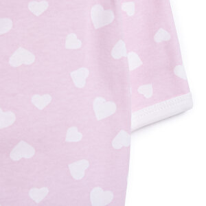 Kalp Desenli Yenidoğan Tulum-Şapka Kız Bebek