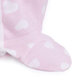 Kalp Desenli Yenidoğan Tulum-Şapka Kız Bebek