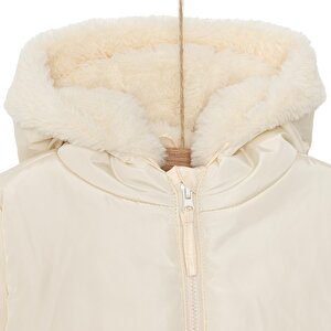 Kız Bebek Kapüşonlu Mont Micro Kumaş Fermuarlı Non-Basic Hakim Yaka Uzun Kol