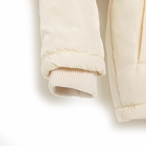 Kız Bebek Kapüşonlu Mont Micro Kumaş Fermuarlı Non-Basic Hakim Yaka Uzun Kol