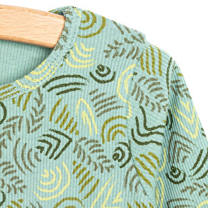 Erkek Bebek Pijama Takım Kaşkorse Karışık Desenli Bisiklet Yaka Uzun Kol Koyu Yeşil