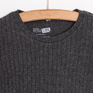 Kız Bebek Pijama Takım Kaşkorse Bisiklet Yaka Uzun Kol Koyu Gri Kız Bebek Pijama Takım Kaşkorse Bisiklet Yaka Uzun Kol Koyu Gri