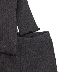 Kız Bebek Pijama Takım Kaşkorse Bisiklet Yaka Uzun Kol Koyu Gri Kız Bebek Pijama Takım Kaşkorse Bisiklet Yaka Uzun Kol Koyu Gri