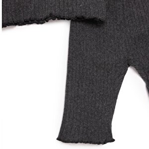 Kız Bebek Pijama Takım Kaşkorse Bisiklet Yaka Uzun Kol Koyu Gri Kız Bebek Pijama Takım Kaşkorse Bisiklet Yaka Uzun Kol Koyu Gri