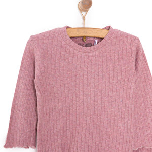 Kız Bebek Pijama Takım Kaşkorse Bisiklet Yaka Uzun Kol Açık Kırmızı