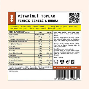 Kids Antep Fıstığı kaplı Fındık Ezmeli & Hurmalı Vitaminli Toplar 80 gr