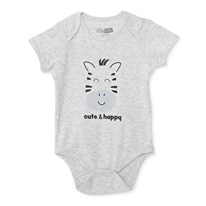 HelloBaby Kısa Kol, Gri Melanj, 1 - 3 Ay