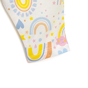 Kısa Kol Gökkuşağı Desenli Bisiklet Yaka Pijama Takımı