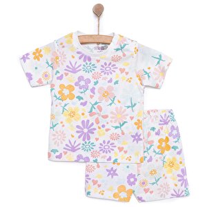 HelloBaby Kısa Kol Pijama T, Beyaz, 6 Ay
