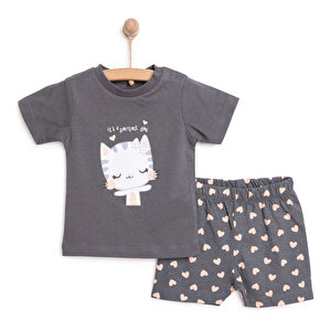 HelloBaby Kısa Kol Pijam, Antrasit, 6 Ay