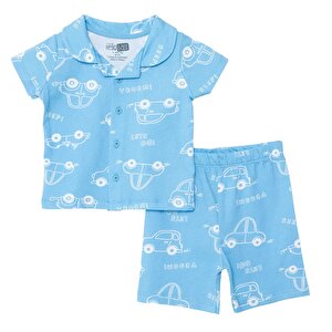 HelloBaby Kısa Kol Pijam, Mavi, 3 - 6 Ay