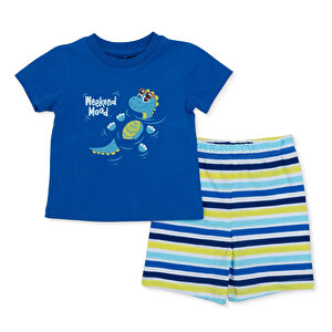 HelloBaby Kısa Kol Pijam, Mavi, 3 - 6 Ay HelloBaby Kısa Kol Pijam, Mavi, 3 - 6 Ay