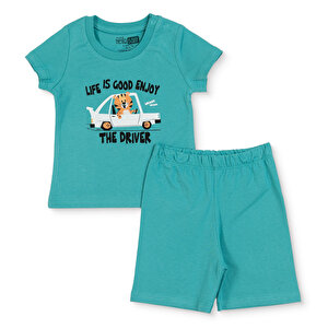 HelloBaby Kısa Kol Pijam, Mavi, 3 - 6 Ay