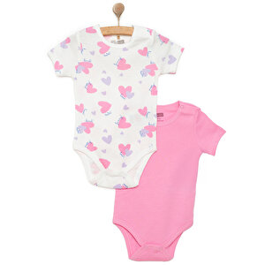 HelloBaby Kız 2li Kısa Kol B, Lila, 3 Ay