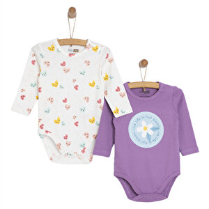 HelloBaby Kız 2li Uzun Kol B, Lila, 3 Ay