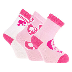 Barbie Desenli 3'lü Soke, Pembe, 0-6 Ay