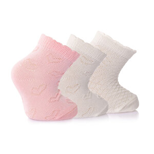 HelloBaby Kız 3lü Soket Ço, Ekru, 0-6 Ay