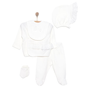 HelloBaby Kız 5li Set M, Ekru, Yenidoğan