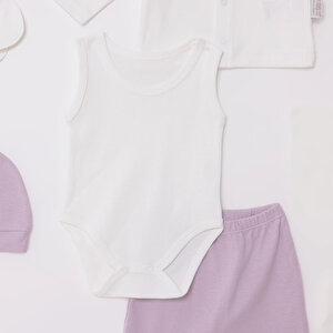 Kız Bebek 10'lu Hastane Çıkışı İnterlok V Yaka Uzun Kol Patikli Kız Bebek 10'lu Hastane Çıkışı İnterlok V Yaka Uzun Kol Patikli