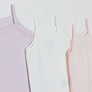 Kız Bebek 3lü Atlet Body Ribana Bisiklet Yaka İp Askılı Kız Bebek 3lü Atlet Body Ribana Bisiklet Yaka İp Askılı