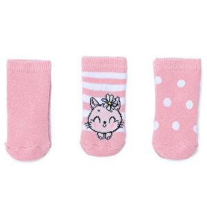 HelloBaby 3lü Havlu Çorap, Pembe, 0-6 Ay