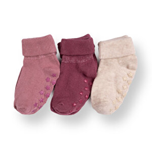 HelloBaby 3lü Kıvrık Çora, Pembe, 3-6 Ay