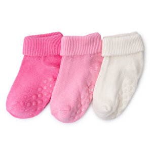 HelloBaby 3lü Kıvrık Çora, Pembe, 0-3 Ay