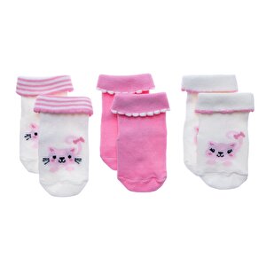 HelloBaby 3lü Kıvrık Çorap, Ekru, 0-3 Ay